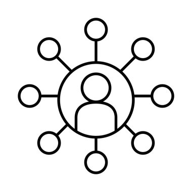 Dairesel kavramsal harita simgesine sahip avatar kişi, satır biçimi