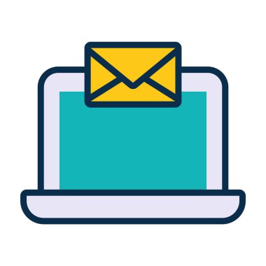 dizüstü bilgisayar ve zarf simgesi, satır ve doldurma biçimi