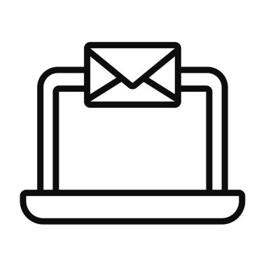 dizüstü bilgisayar ve zarf simgesi, satır biçimi