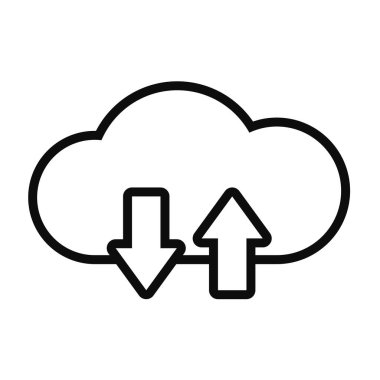 Okları yükleme ve indirme simgesi ile bulut depolama, satır biçimi