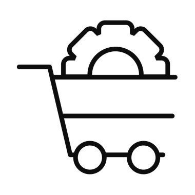 Tekerlek ikonlu alışveriş arabası, sıra tarzı.