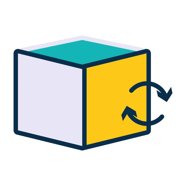 Cubo con icono de flechas de sincronización, línea y estilo de relleno — Vector de stock