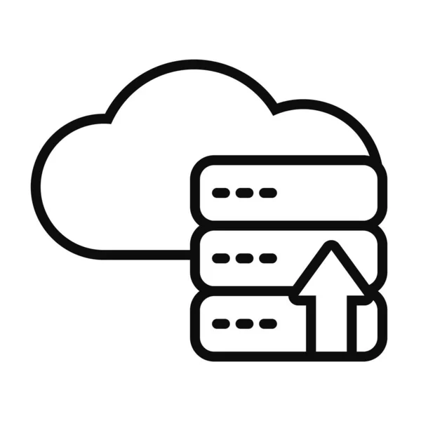 Servidores de dados e nuvem com ícone de seta de upload, estilo de linha — Vetor de Stock