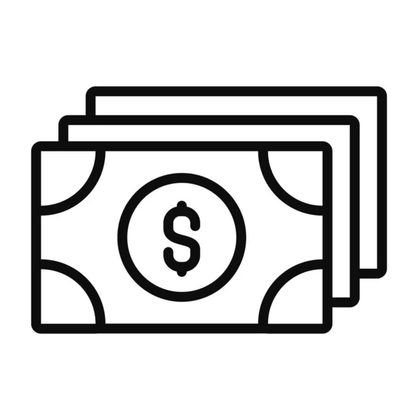 Banconote icona, stile linea — Vettoriale Stock
