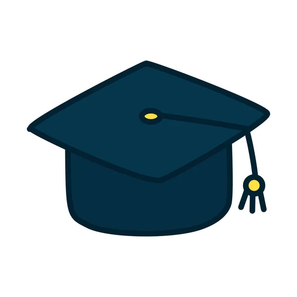 Icône de chapeau de graduation, remplir et style de ligne — Image vectorielle