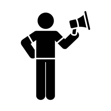 Megafon siluet biçim ikon vektör tasarımı ile insan avatarı