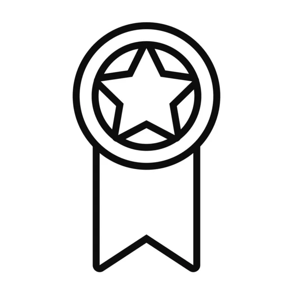 Csillag érem ikon, vonal stílus — Stock Vector