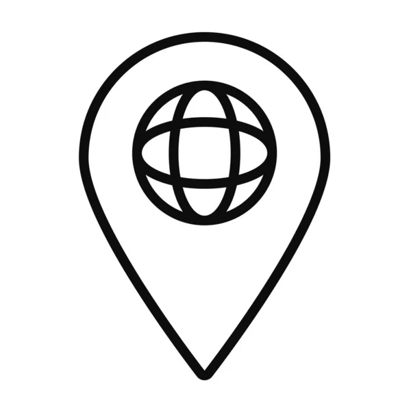 Location pin globális gömb ikon, line style — Stock Vector