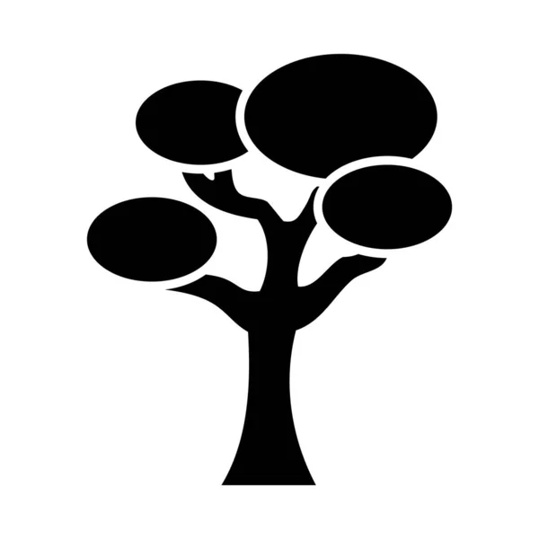 Árbol con óvalos silueta estilo icono vector diseño — Vector de stock