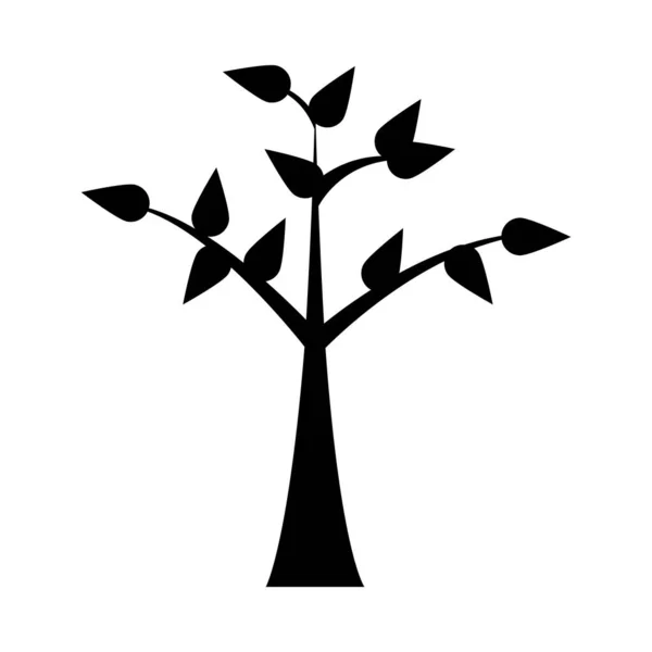 Arbre avec feuilles silhouette style icône vectoriel design — Image vectorielle
