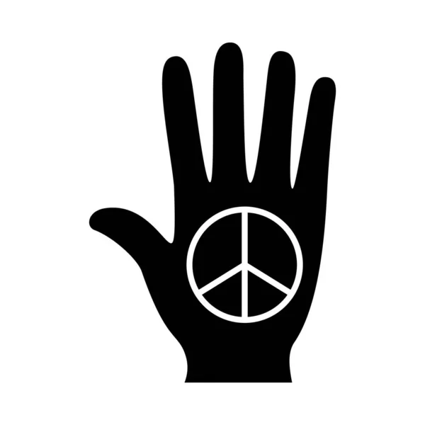 愛と平和のシンボルシルエットのアイコンベクトルデザインと手 — ストックベクタ