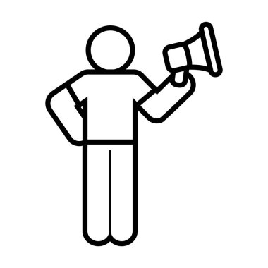 Megafon çizgisi biçim vektör tasarımlı insan avatarı