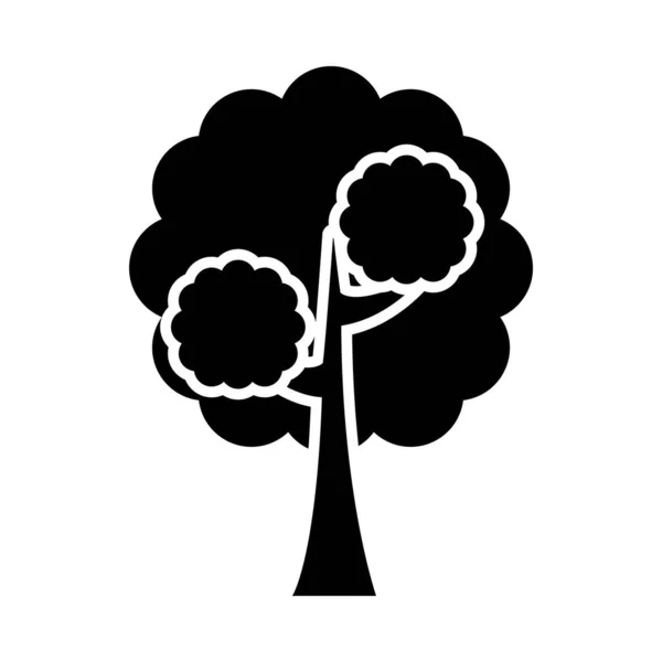 Buskigt träd silhuett stil ikon vektor design — Stock vektor