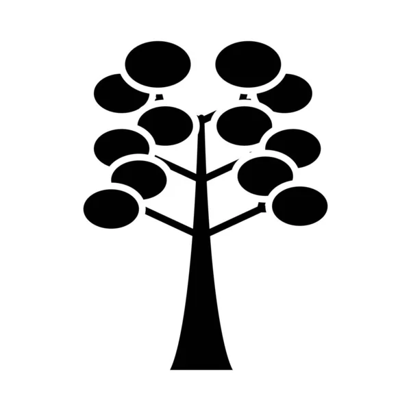 Árvore com ovals design de vetor ícone estilo silhueta — Vetor de Stock