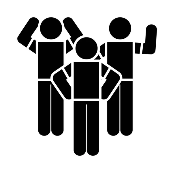 Gens avatars en protestation silhouette style icône vectoriel design — Image vectorielle
