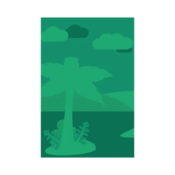 海滩矢量设计中带棕榈树的夏绿旗 — 图库矢量图片