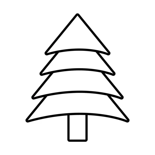 冬の松の木のラインスタイルのアイコンベクトルデザイン — ストックベクタ