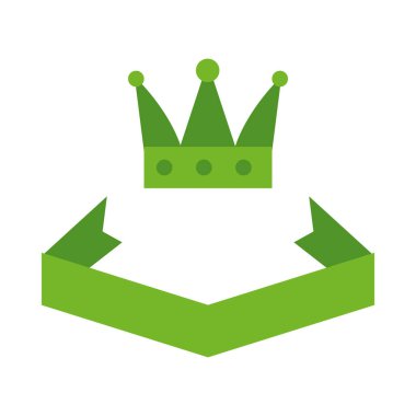 Dekoratif kurdele ve taç çıkartması, düz stil.