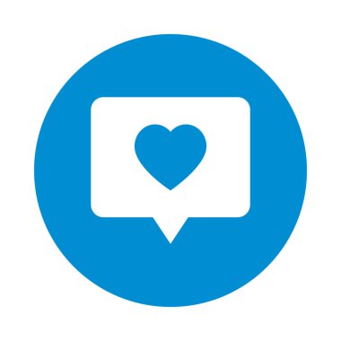 Sembol gibi, kalp ikonlu konuşma balonu, blok biçimi