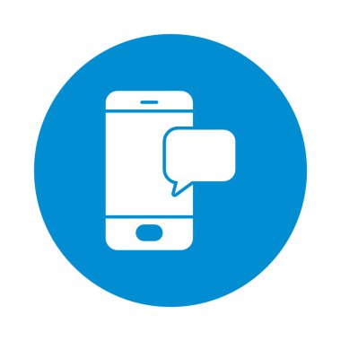 akıllı telefon ve konuşma balonu simgesi, blok biçimi