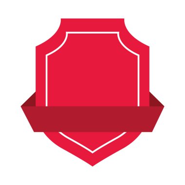 Kurdele simgesi ile dekoratif kalkan çerçeve, düz stil