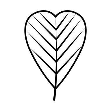 tropikal kalp şeklindeki yaprak çizgisi biçim vektör tasarımı