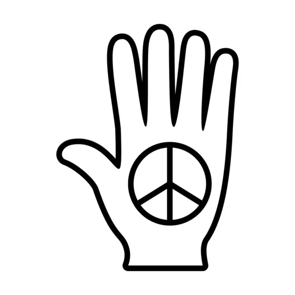 愛と平和のシンボルラインスタイルのアイコンベクトルデザインと手 — ストックベクタ