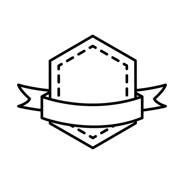 Etiqueta de losango com ícone de fita decorativa, estilo de linha — Vetor de Stock