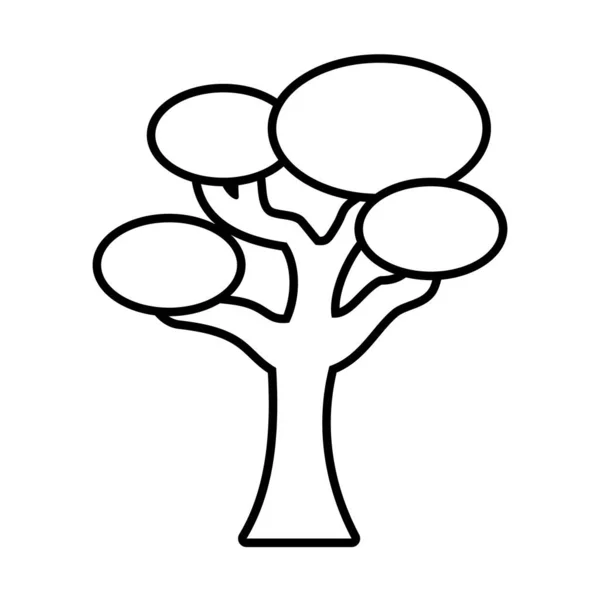Träd med ovaler linje stil ikon vektor design — Stock vektor