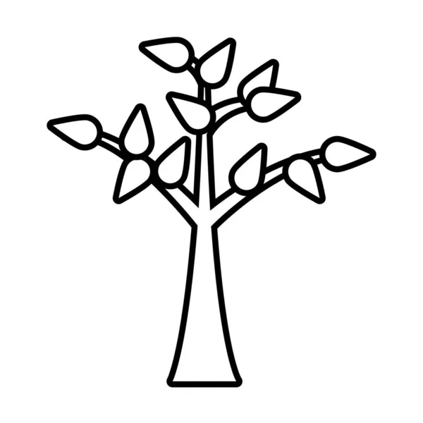 Arbre avec feuilles style ligne icône vectoriel design — Image vectorielle