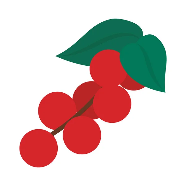 Rama con icono de cerezas, estilo plano — Vector de stock