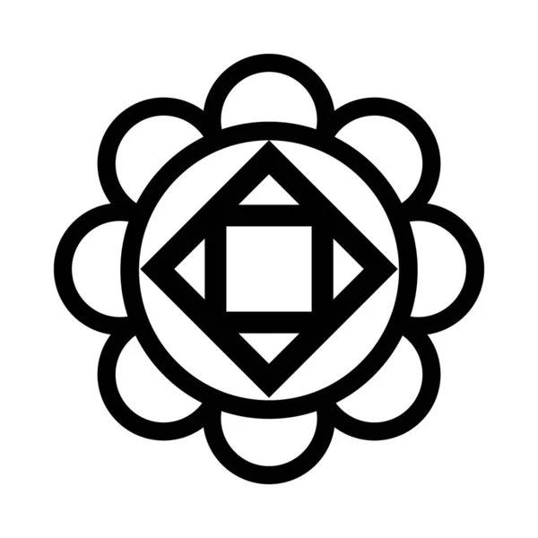 Flor redonda em forma de ornamento silhueta estilo ícone vetor design — Vetor de Stock