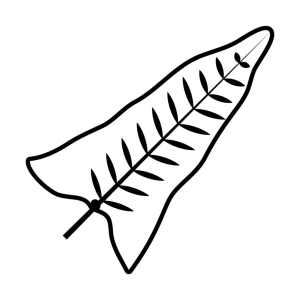 Diseño de vectores de estilo de línea de hoja tropical — Archivo Imágenes Vectoriales