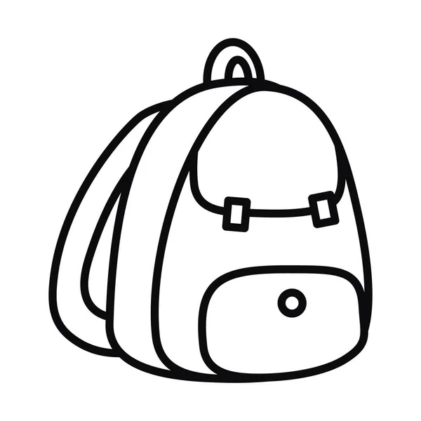 Escuela mochila icono, estilo de línea — Vector de stock