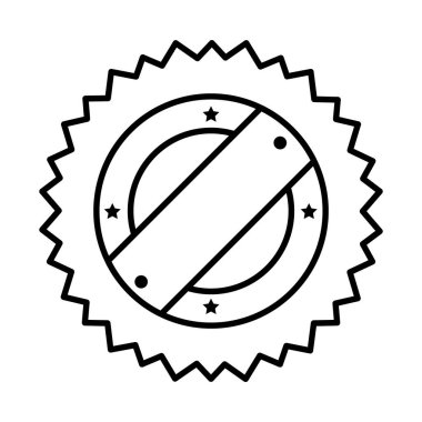 dekoratif yıldızlı yuvarlak damga, çizgi biçimi