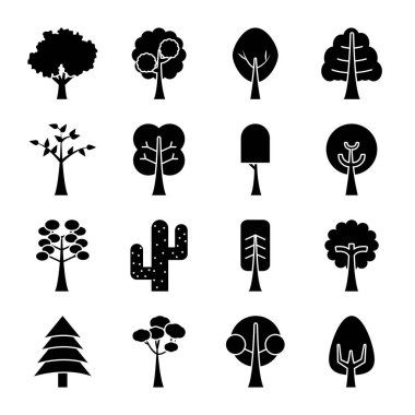 ağaç silueti biçim simgesi vektör tasarımı