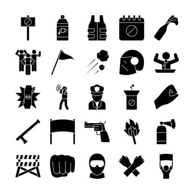 Görünüm ve protesto siluet biçim simgesi vektör tasarımı