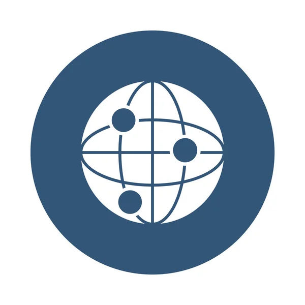 Icono de esfera de red global, estilo de bloque — Vector de stock
