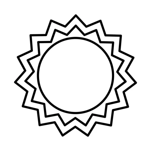 Timbre scellé avec icône en forme de soleil, style ligne — Image vectorielle