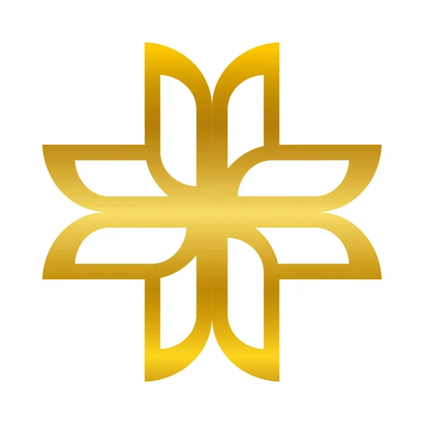 Ornamento de flores estilo gradiente de ouro design vetor ícone — Vetor de Stock