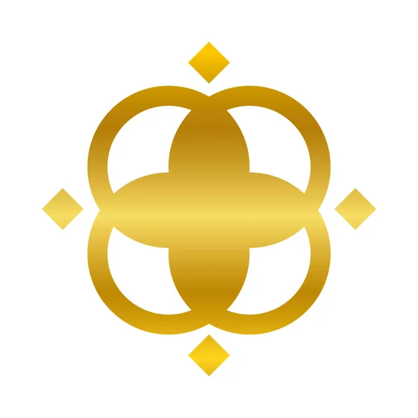 Flor cuadrada en forma de ornamento oro degradado estilo icono vector diseño — Vector de stock