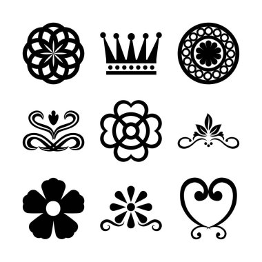 Siluet biçimi simge set vektör tasarımını süsler