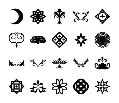 Siluet biçimi simge set vektör tasarımını süsler