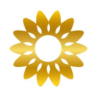 çiçek süsü altın gradyan biçim ikon vektör tasarımı