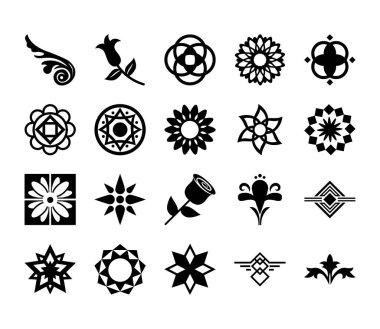 Siluet biçimi simge set vektör tasarımını süsler