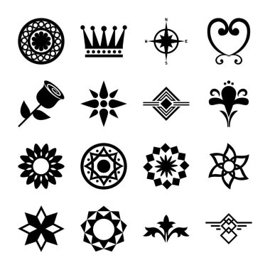 Siluet biçimi simge set vektör tasarımını süsler