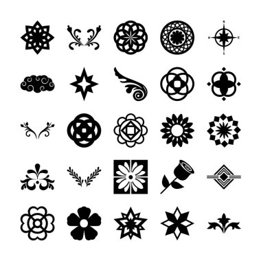 Siluet biçimi simge set vektör tasarımını süsler