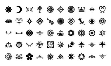 Siluet biçimi simge set vektör tasarımını süsler