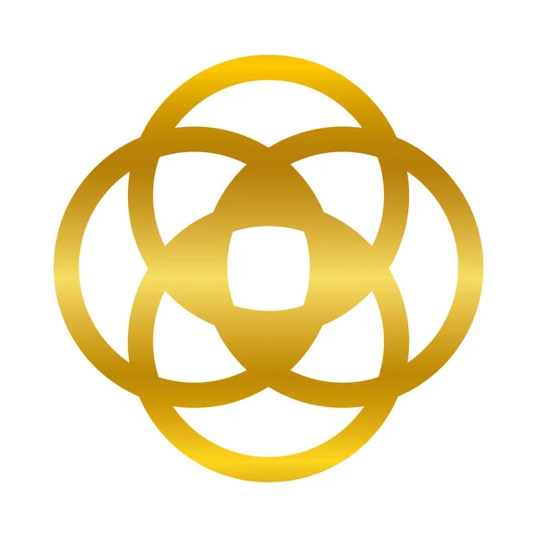Flor redonda en forma de ornamento oro degradado estilo icono vector diseño — Vector de stock