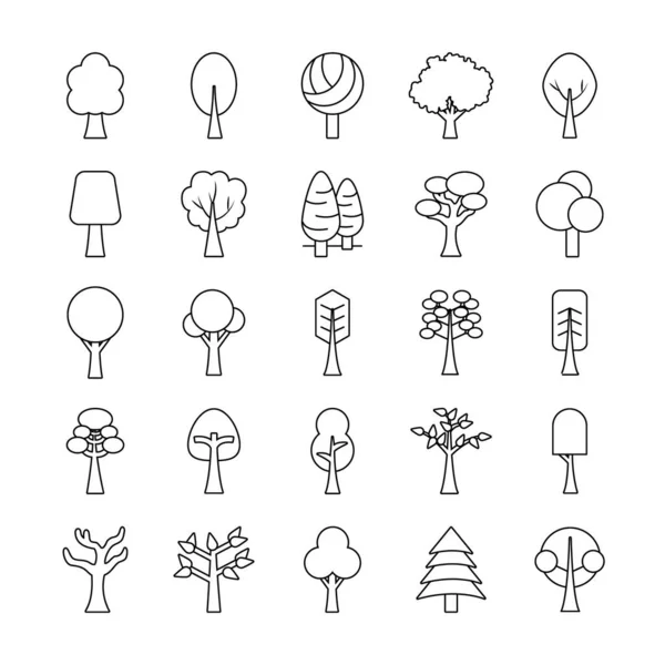 Векторный дизайн наборов значков деревьев — стоковый вектор